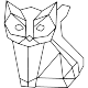 Sticker renard assi en forme géométrique 3
