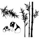 Sticker maman et bébé pandas et bambous