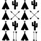 Sticker huttes indiens, cactus et flèches