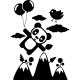 Sticker panda porté par des ballons