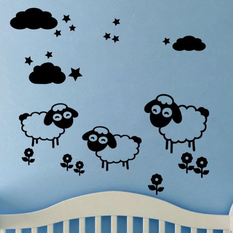 Sticker petits moutons et des étoiles