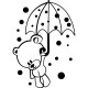 Sticker petit ours avec un parapluie