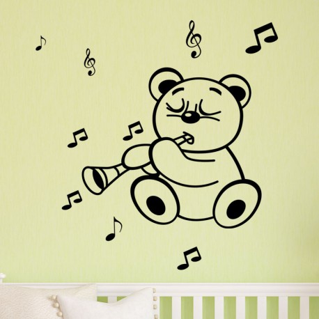 Sticker petit ours musicien