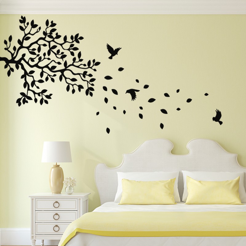 Sticker mural plante en forme d'oiseaux pas cher - Stickers Baroque  discount - stickers muraux - madeco-stickers