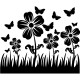 Sticker petits papillons et jolies fleurs