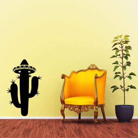 Sticker sombrero sur un cactus