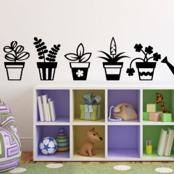 Sticker fleurs en pots