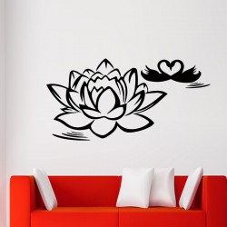 Sticker lotus et cygnes en coeur