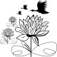 Sticker fleurs et signes volant