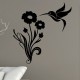 Sticker oiseau et fleurs au longues tiges