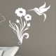 Sticker oiseau et fleurs au longues tiges