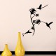 Sticker 3 petits oiseaux et jolies fleurs