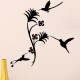 Sticker 3 petits oiseaux et jolies fleurs