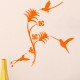 Sticker 3 petits oiseaux et jolies fleurs