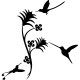 Sticker 3 petits oiseaux et jolies fleurs