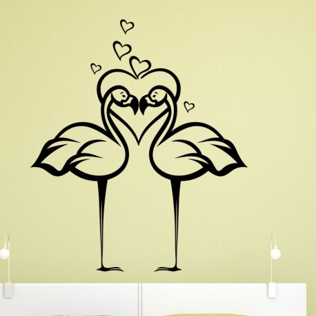 Sticker flamants roses amoureux