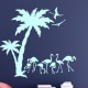 Sticker flamants roses et cocotiers