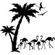 Sticker flamants roses et cocotiers