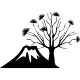 Sticker vue sur montagne volcanique et arbre