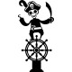 Sticker squelette d'un pirate sur un gouvernail