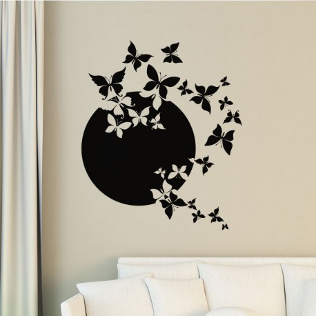 Sticker papillon en pleine lune