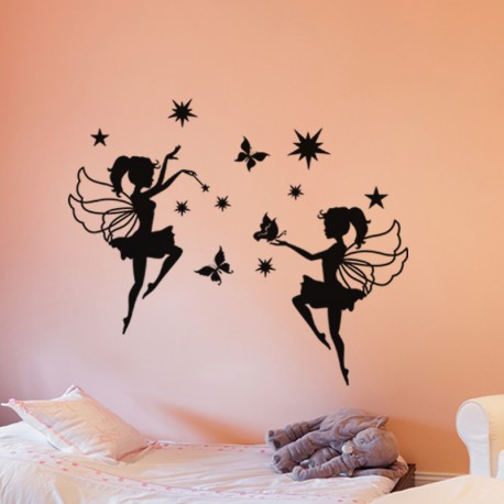 Achat Stickers muraux chambre fille Fée de fleur de papillon en gros