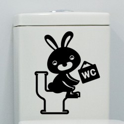 Sticker lapin au toilette