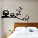 Sticker maman et petit hibou sur une branche