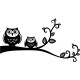 Sticker maman et petit hibou sur une branche