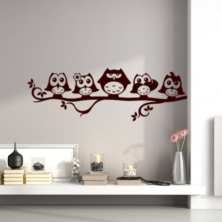 Sticker petite famille de hiboux