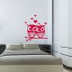 Sticker hiboux amoureux et coeurs