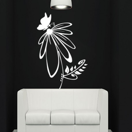 Sticker petit papillon se repose sur une fleur