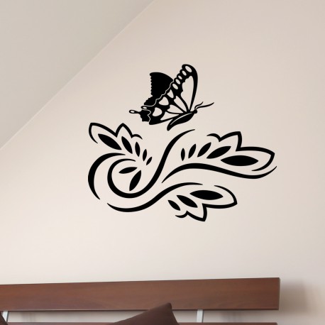 Sticker petit papillon sur une fleur