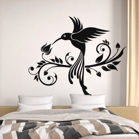 Sticker Mural oiseau et fleur pas cher - Stickers Muraux discount