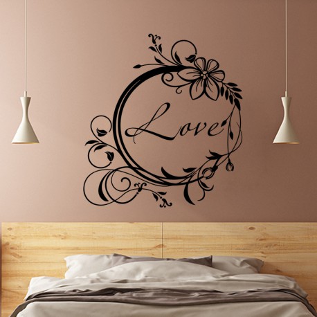 Sticker mural love design fleur