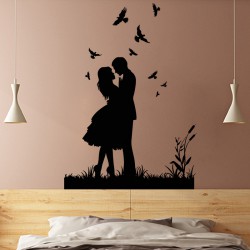 Sticker mural ballade romantique avec des oiseaux