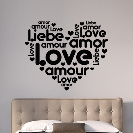 Sticker mural Amour en divers langues pas cher - Stickers Muraux discount  - stickers muraux - madeco-stickers