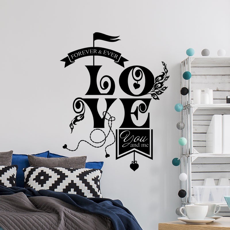 Sticker mural love You & me forever pas cher - Stickers Muraux discount - stickers  muraux - madeco-stickers