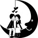 Sticker muraux amoureux sur un croissant de lune