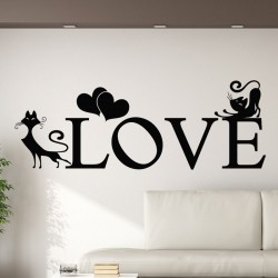 Sticker mural love cats