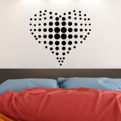 Sticker mural design coeur en pointillés