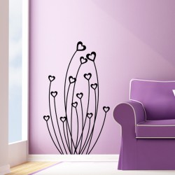 Sticker mural plantes en coeurs