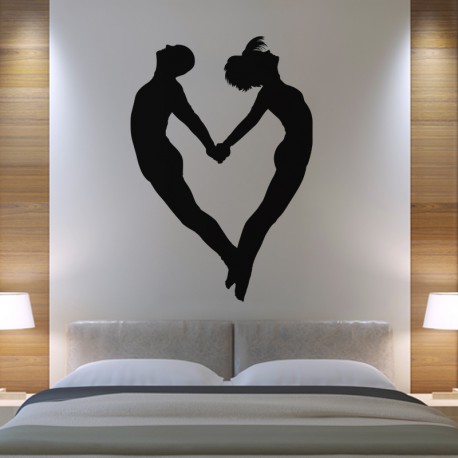 Sticker mural amoureux formant un coeur