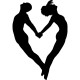 Sticker mural amoureux formant un coeur