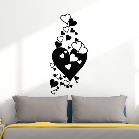 Sticker mural design coeurs