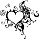Sticker mural design papillon sur un coeur