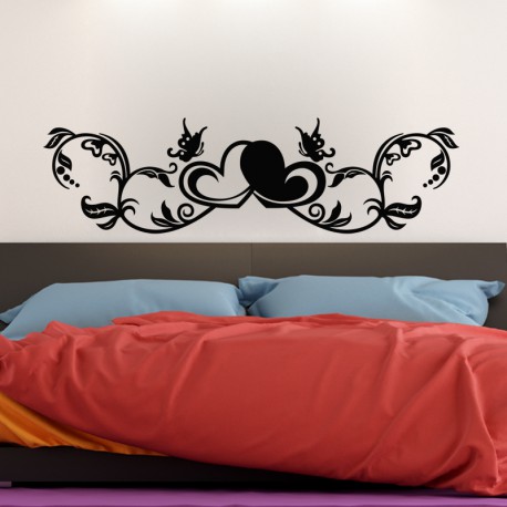 Sticker mural coeurs et papillons