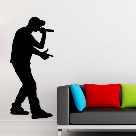 Sticker mural silhouette rappeur