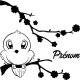 Sticker prénom personnalisable Petit moineau sur une branche