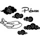 Sticker prénom personnalisable Un avion dans les nuages